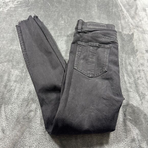 Rag & Bone Jeans Womens 27 Black Distressed High Rise Skinny Denim Raw Hem - Picture 8 of 13